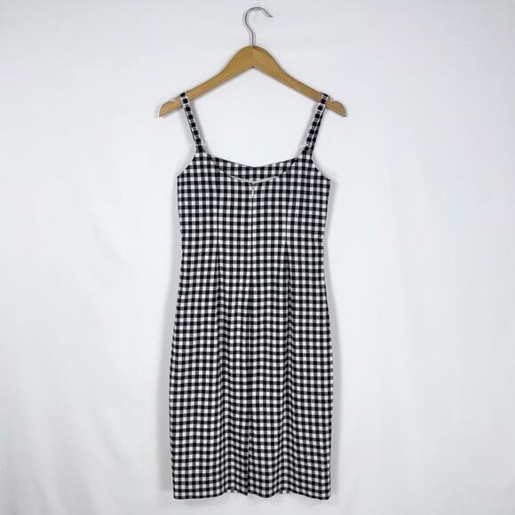 J Crew Women's Sweetheart Gingham Sheath Dress Size 2 Black White Linen Blend - Picture 7 of 16
